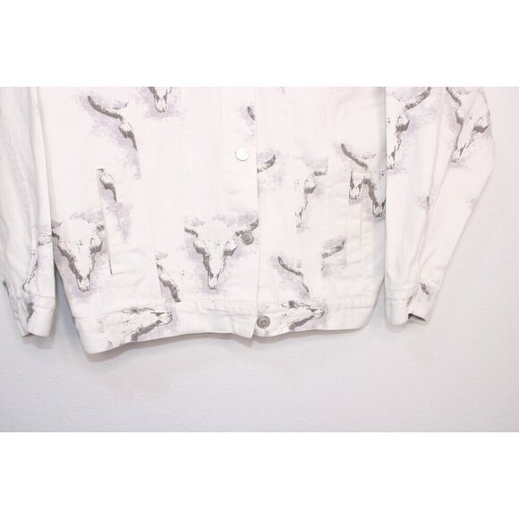 Peach Love Denim Cowgirl Skull Print Women's S Western Pocketed Relaxed Fit - Picture 4 of 14